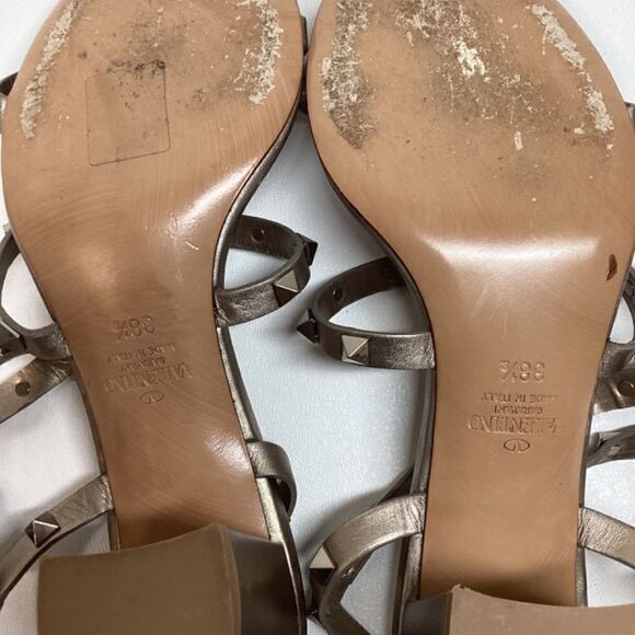 Valentino Garavani Metallic Rockstud block Strappy Heels Size EU 38.5 - Picture 13 of 16